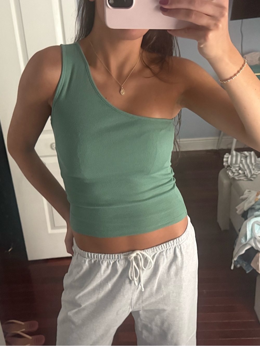 Madewell One-Shoulder Ribbed Tank - Green